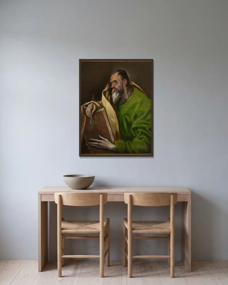 St. Luke av El Greco (Domenikos Theotokopoulos) inramad på en vägg
