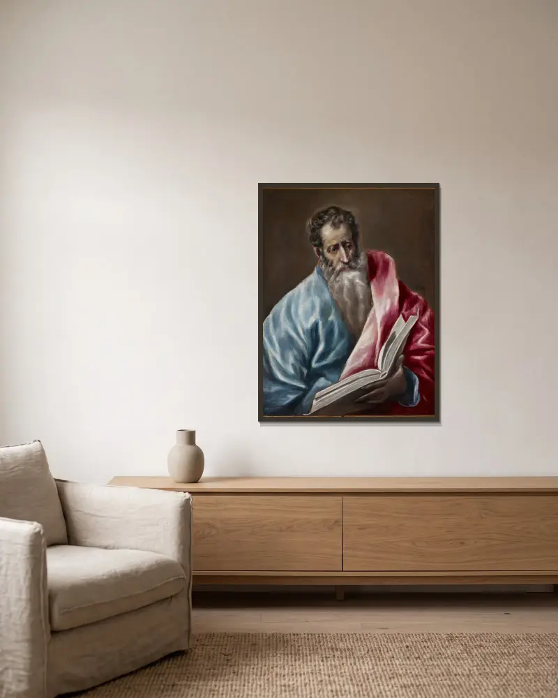 St. Matthew av El Greco (Domenikos Theotokopoulos) inramad på en vägg