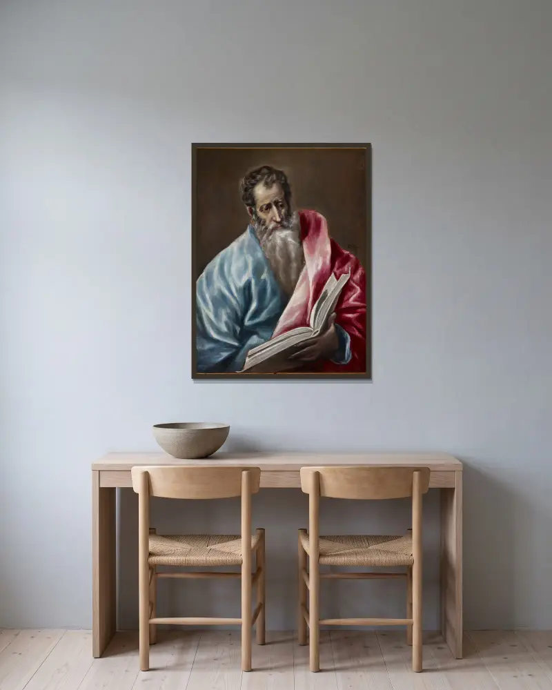 St. Matthew av El Greco (Domenikos Theotokopoulos) inramad på en vägg