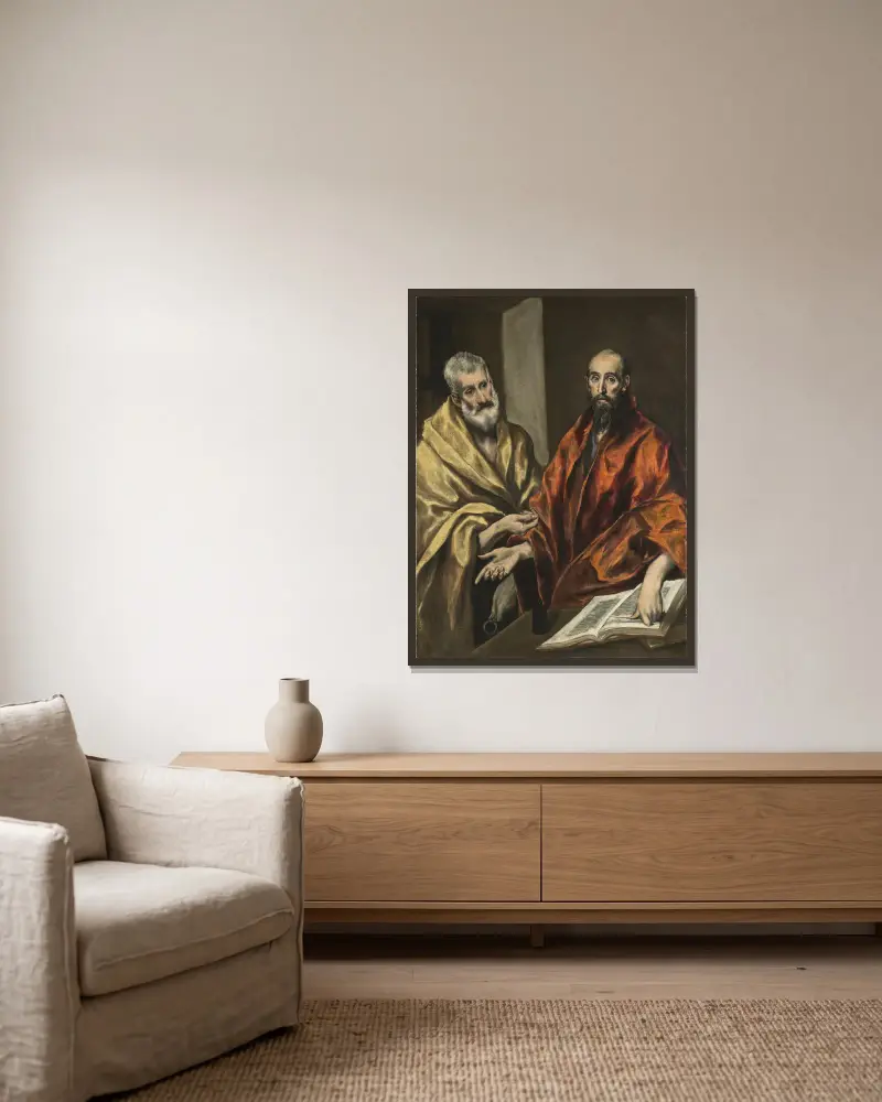 Sankt Petrus och Sankt Paulus av El Greco (Domenikos Theotokopoulos) inramad på en vägg