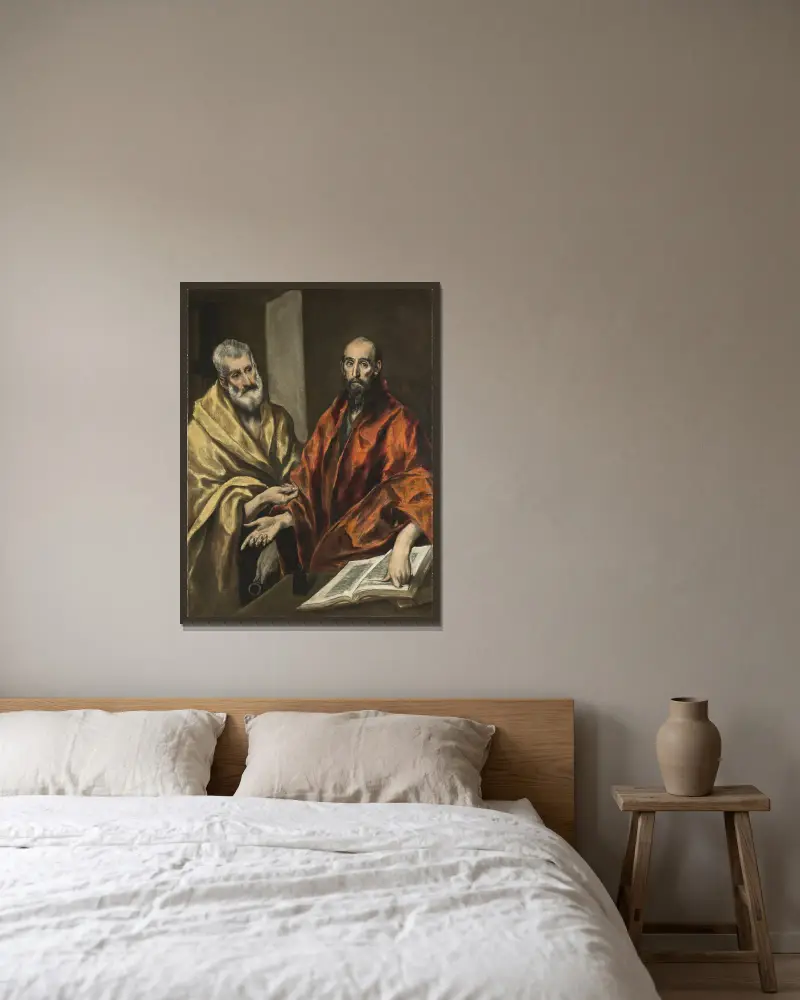 Sankt Petrus och Sankt Paulus av El Greco (Domenikos Theotokopoulos) inramad på en vägg