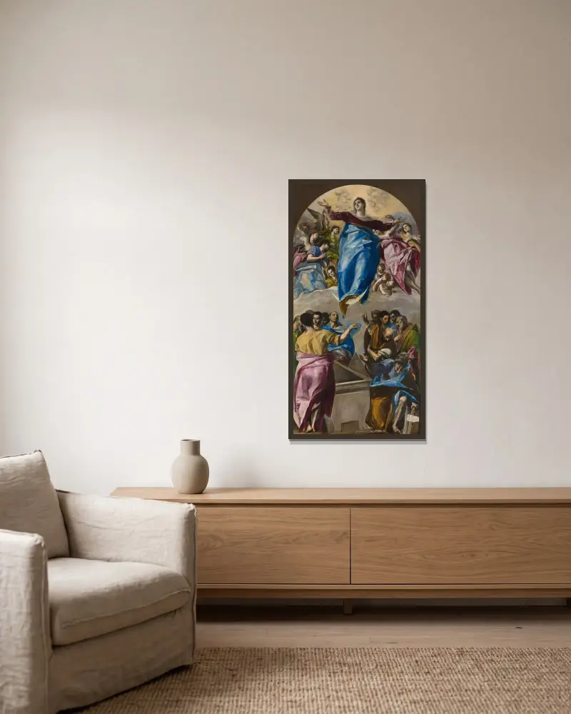 Mariä Himmelfahrt von El Greco (Domenikos Theotokopoulos) gerahmt an einer Wand