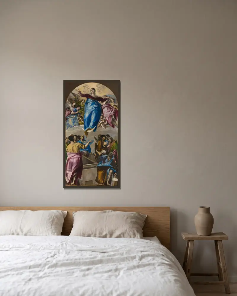 Mariä Himmelfahrt von El Greco (Domenikos Theotokopoulos) gerahmt an einer Wand