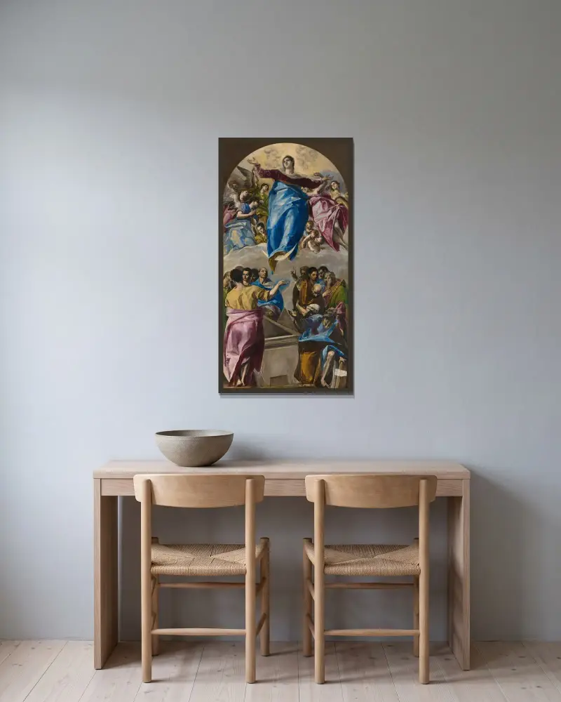 Mariä Himmelfahrt von El Greco (Domenikos Theotokopoulos) gerahmt an einer Wand