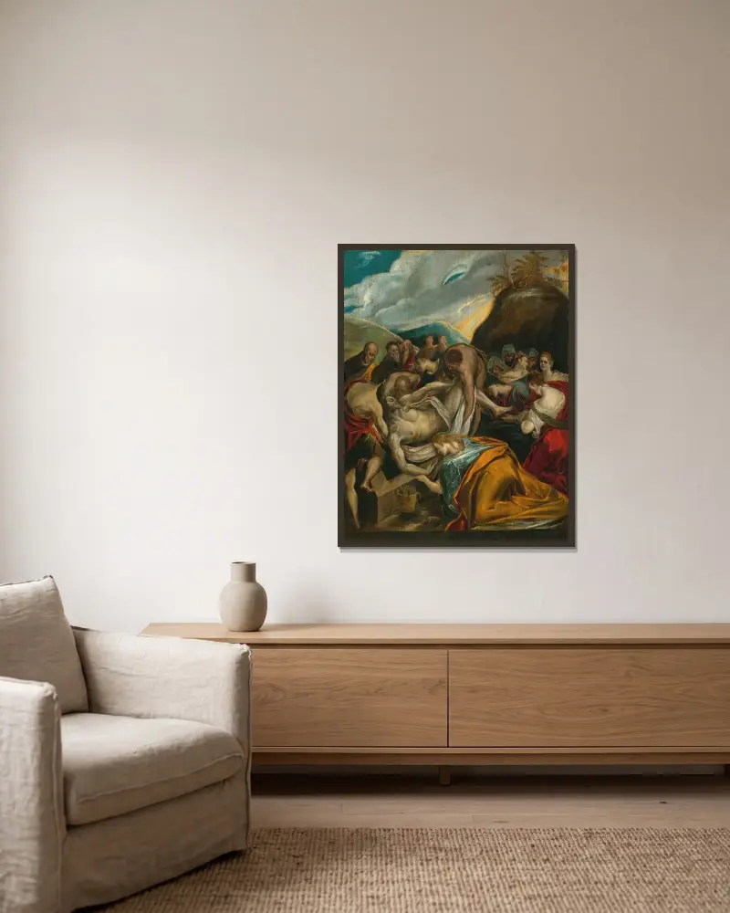 Die Grablegung Christi von El Greco (Domenikos Theotokopoulos) gerahmt an einer Wand