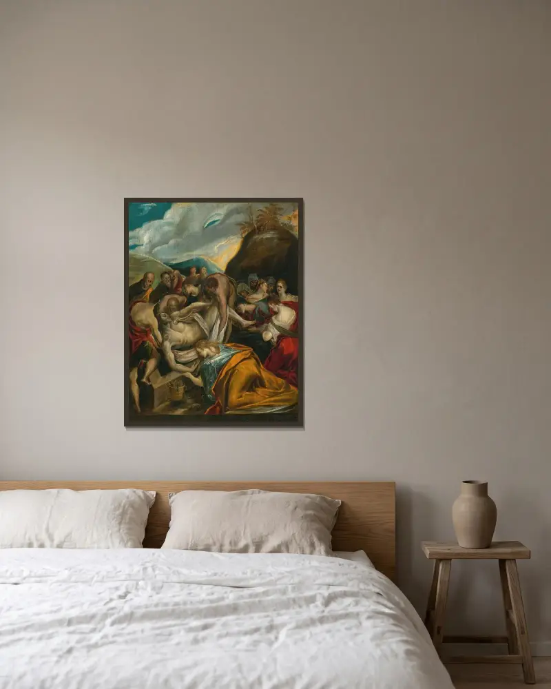 Die Grablegung Christi von El Greco (Domenikos Theotokopoulos) gerahmt an einer Wand