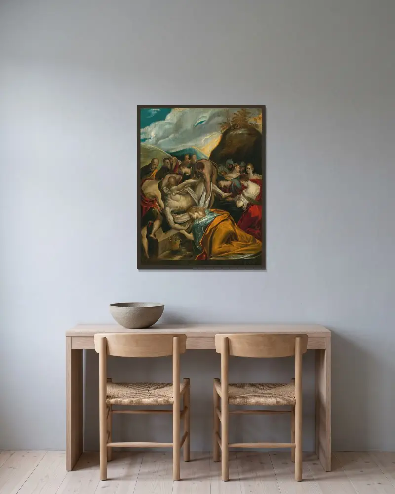Die Grablegung Christi von El Greco (Domenikos Theotokopoulos) gerahmt an einer Wand