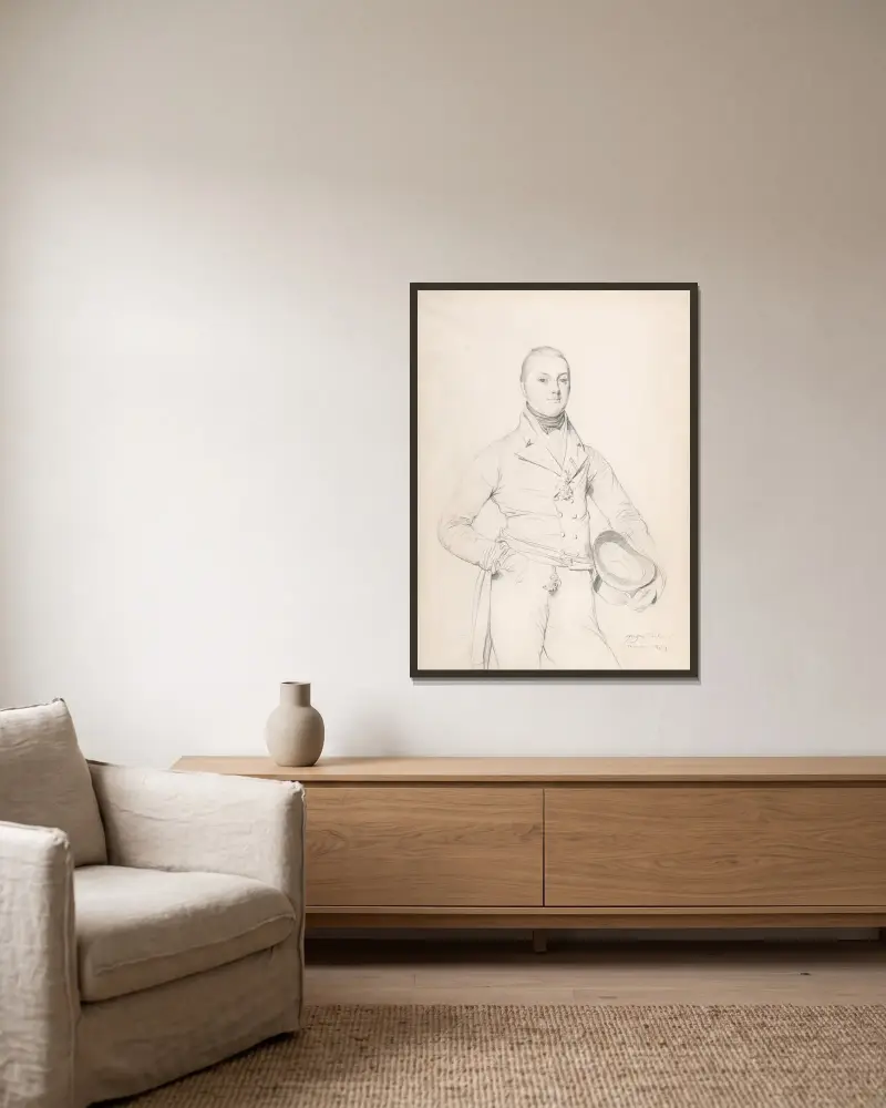 Admiral Sir Fleetwood Broughton Reynolds Pellew von Jean Auguste Dominique Ingres gerahmt an einer Wand