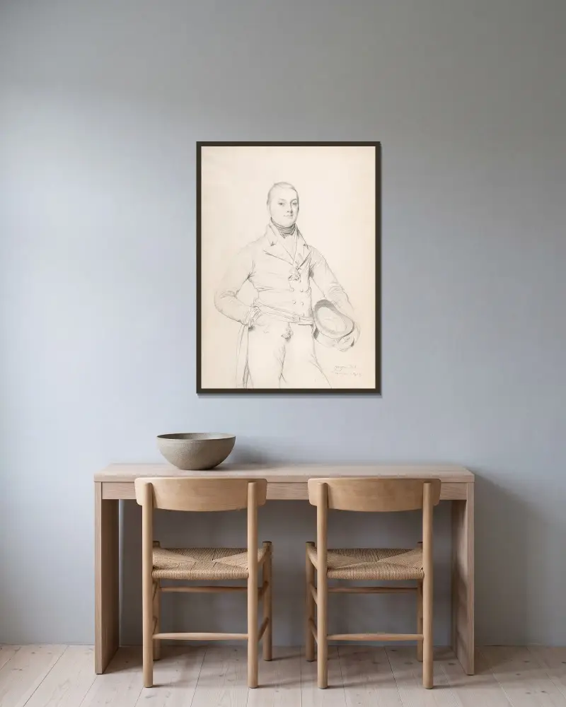 Admiral Sir Fleetwood Broughton Reynolds Pellew von Jean Auguste Dominique Ingres gerahmt an einer Wand