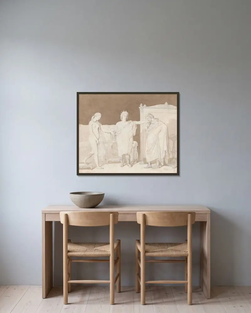 Alexander den store presenterar Campaspe för Apelles av Jean Auguste Dominique Ingres inramad på en vägg