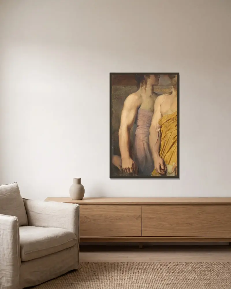 Zwei Armstudien für Apelles in der 'Apotheose des Homer' von Jean Auguste Dominique Ingres gerahmt an einer Wand