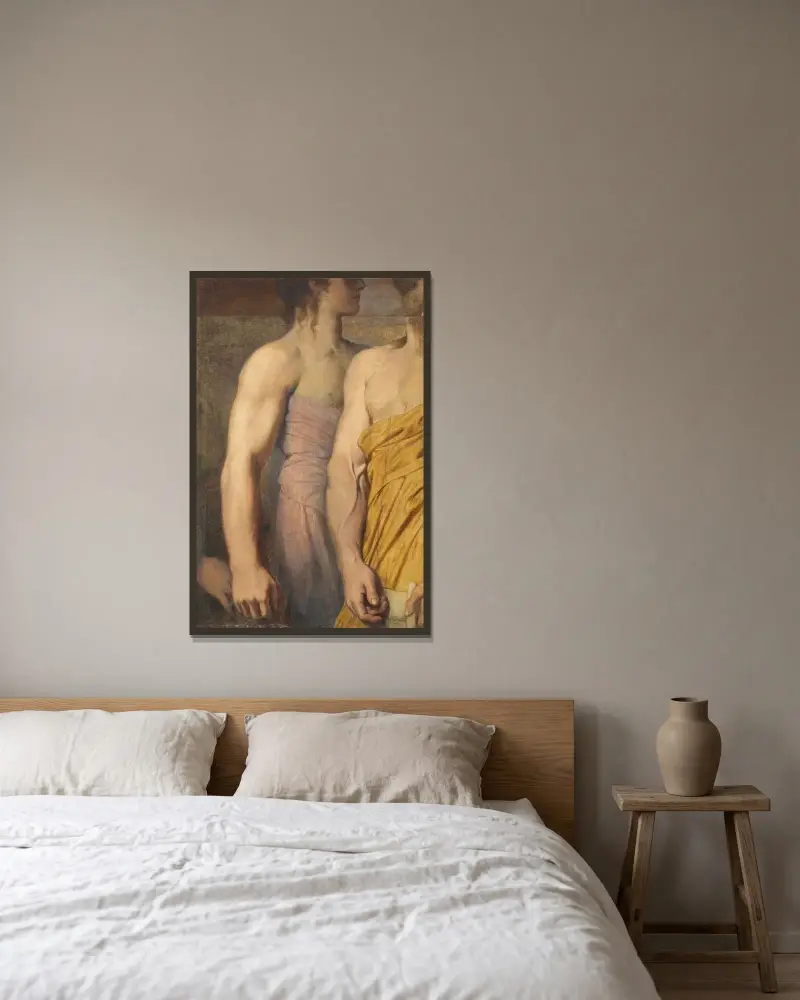 Zwei Armstudien für Apelles in der 'Apotheose des Homer' von Jean Auguste Dominique Ingres gerahmt an einer Wand