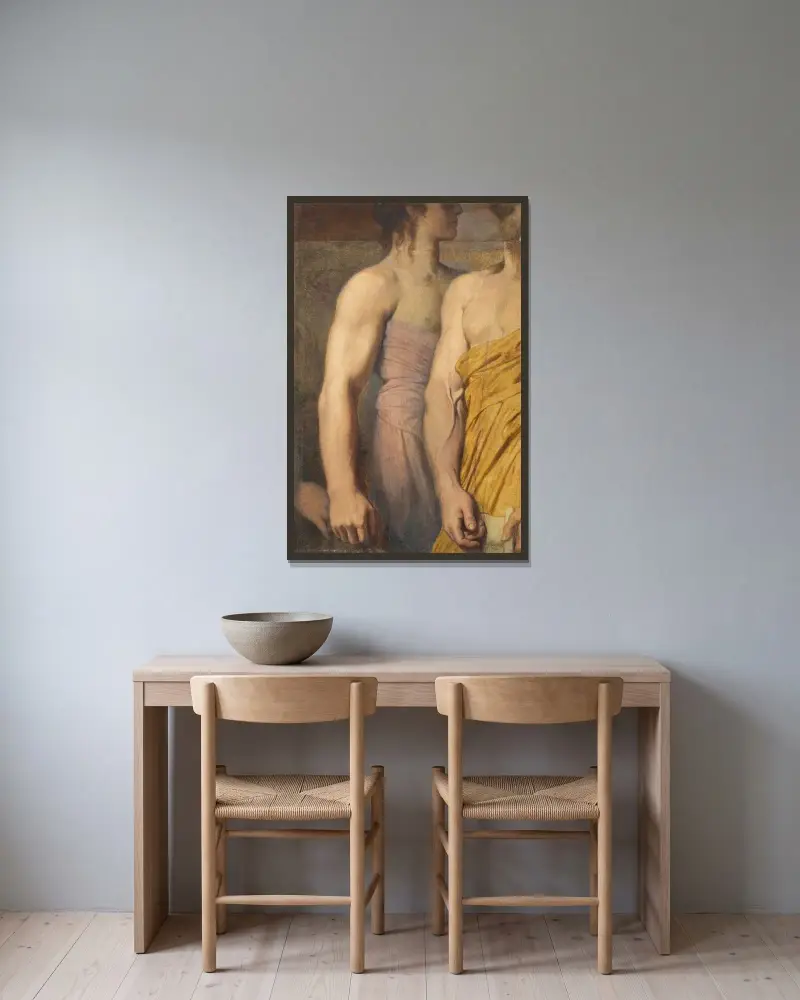 Zwei Armstudien für Apelles in der 'Apotheose des Homer' von Jean Auguste Dominique Ingres gerahmt an einer Wand