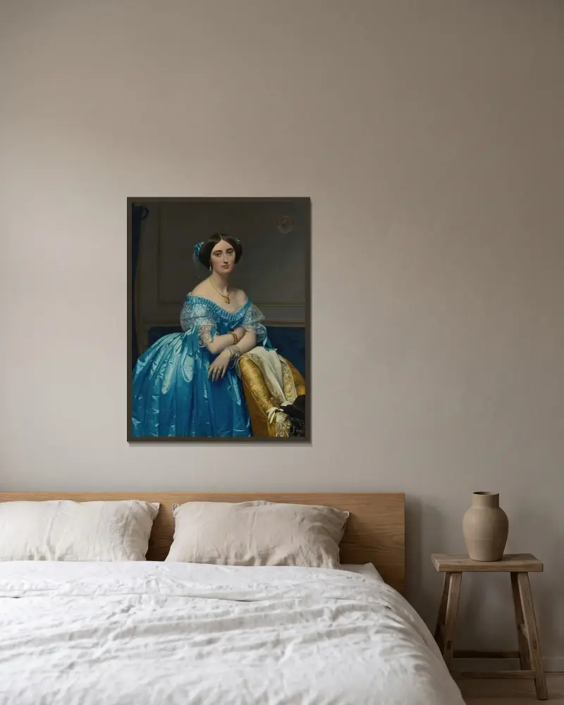 Joséphine-Éléonore-Marie-Pauline de Galard de Brassac de Béarn, Prinzessin von Broglie von Jean Auguste Dominique Ingres gerahmt an einer Wand
