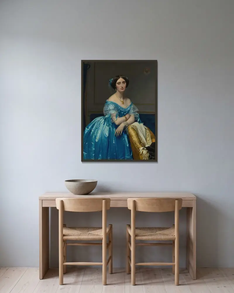 Joséphine-Éléonore-Marie-Pauline de Galard de Brassac de Béarn, Prinzessin von Broglie von Jean Auguste Dominique Ingres gerahmt an einer Wand