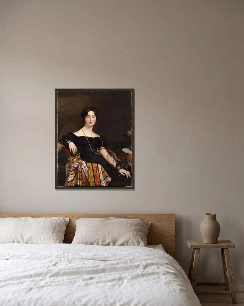 Madame Jacques-Louis Leblanc (Françoise Poncelle) von Jean Auguste Dominique Ingres gerahmt an einer Wand