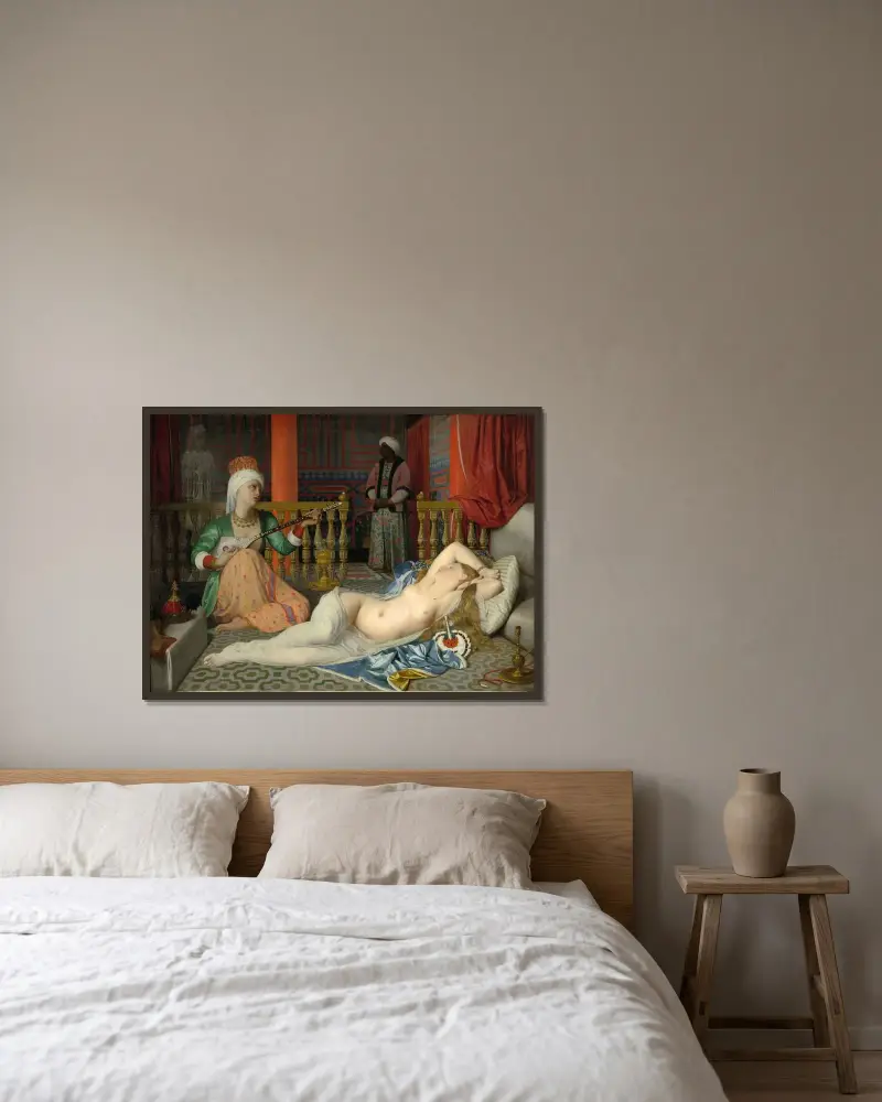 Odaliske, Sklavin und Eunuch von Jean Auguste Dominique Ingres gerahmt an einer Wand