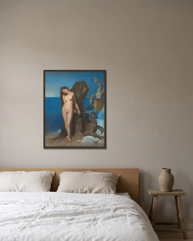 Perseus and Andromeda av Jean Auguste Dominique Ingres inramad på en vägg