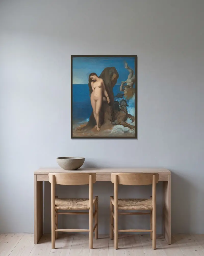 Perseus and Andromeda av Jean Auguste Dominique Ingres inramad på en vägg
