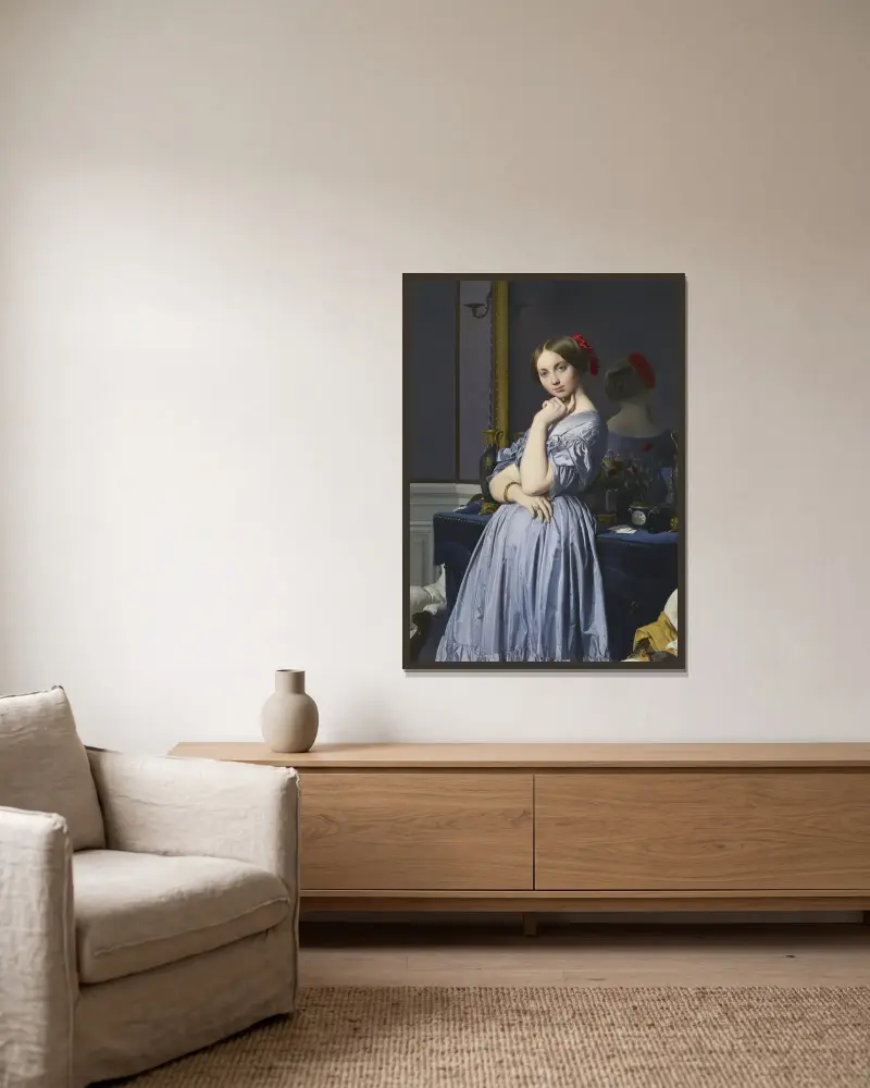 Porträtt av grevinnan d'Haussonville av Jean Auguste Dominique Ingres inramad på en vägg