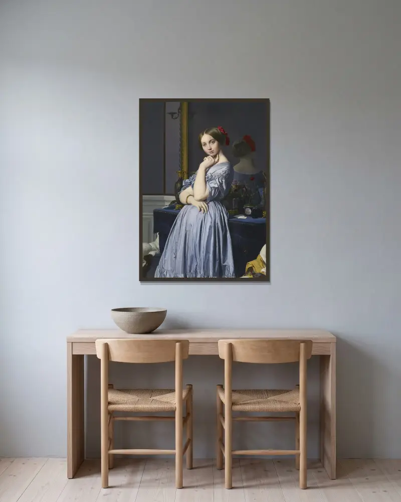 Porträtt av grevinnan d'Haussonville av Jean Auguste Dominique Ingres inramad på en vägg