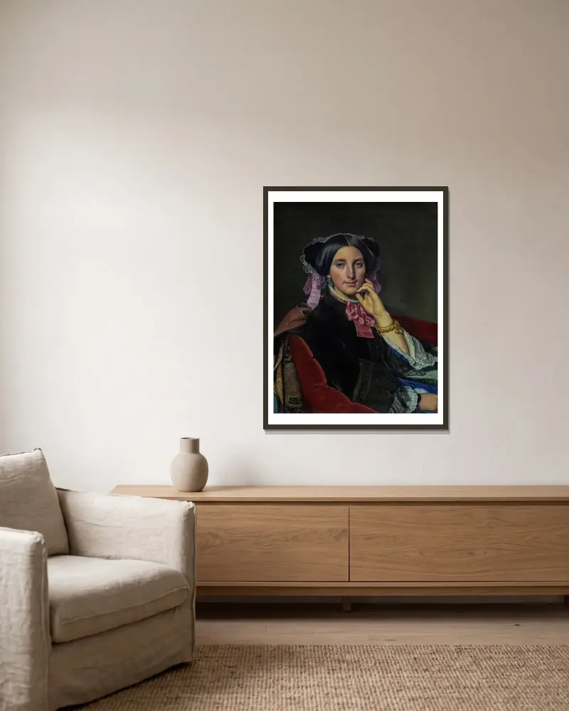 Porträtt av Madame Gonse av Jean Auguste Dominique Ingres inramad på en vägg