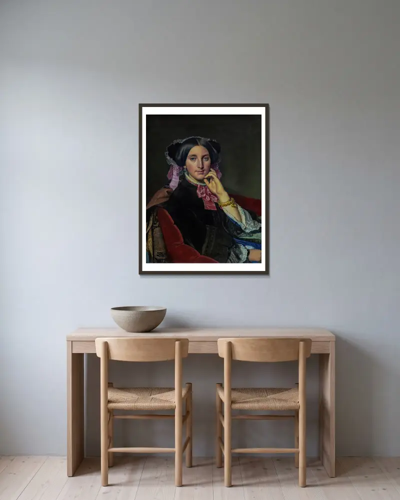 Porträtt av Madame Gonse av Jean Auguste Dominique Ingres inramad på en vägg
