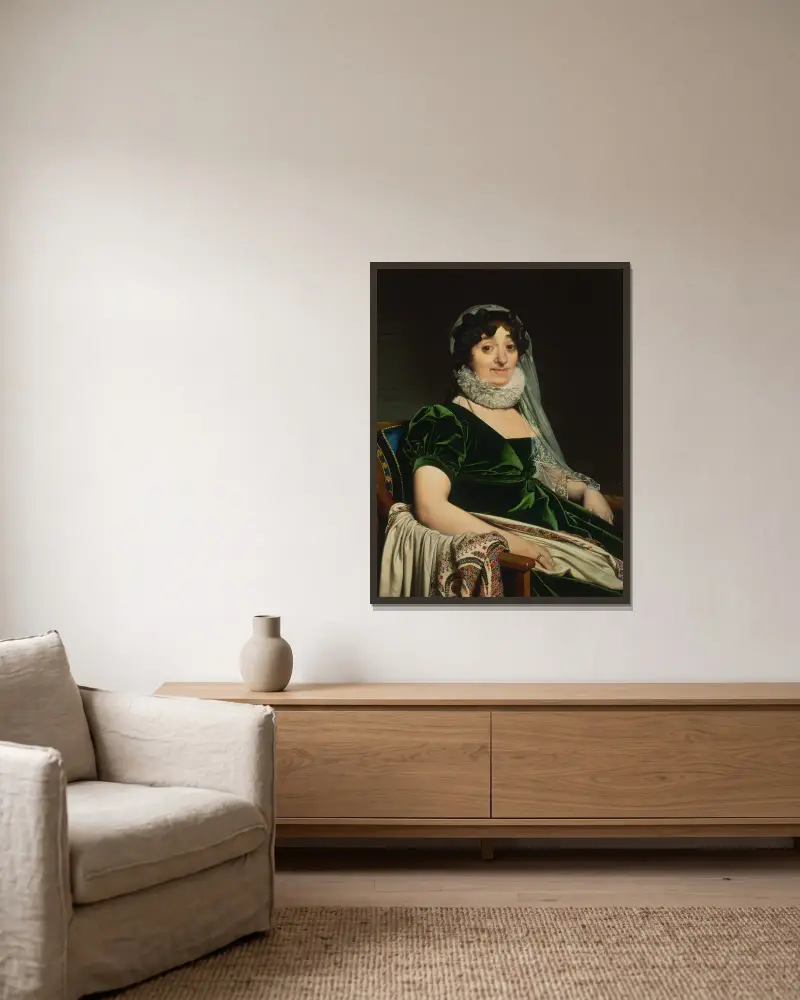 Porträtt av grevinnan av Tournon av Jean Auguste Dominique Ingres inramad på en vägg