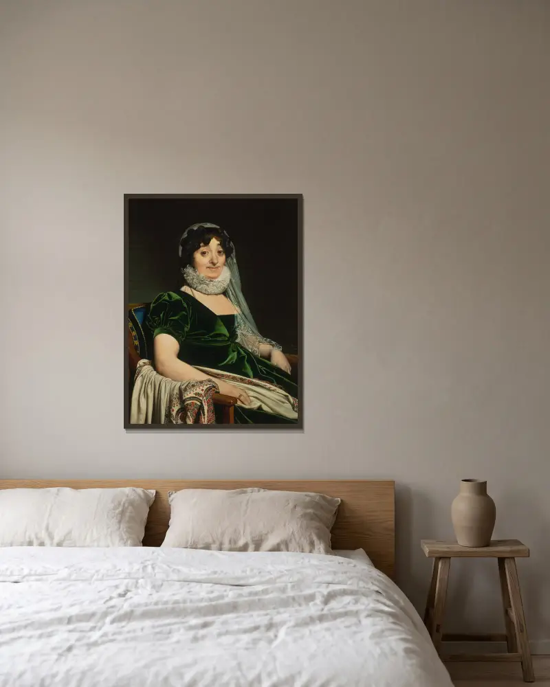 Porträtt av grevinnan av Tournon av Jean Auguste Dominique Ingres inramad på en vägg