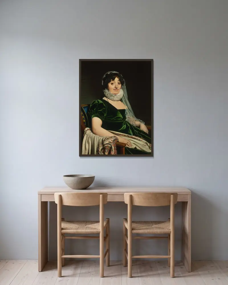 Porträtt av grevinnan av Tournon av Jean Auguste Dominique Ingres inramad på en vägg