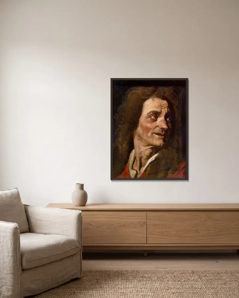 Studie zu Homers Apotheose; Boileaus Kopf von Jean Auguste Dominique Ingres gerahmt an einer Wand