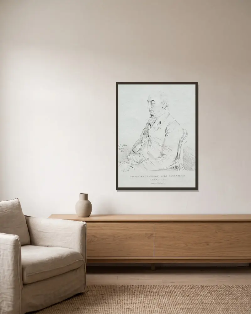 Sylvester Lord Glenbervie von Jean Auguste Dominique Ingres gerahmt an einer Wand