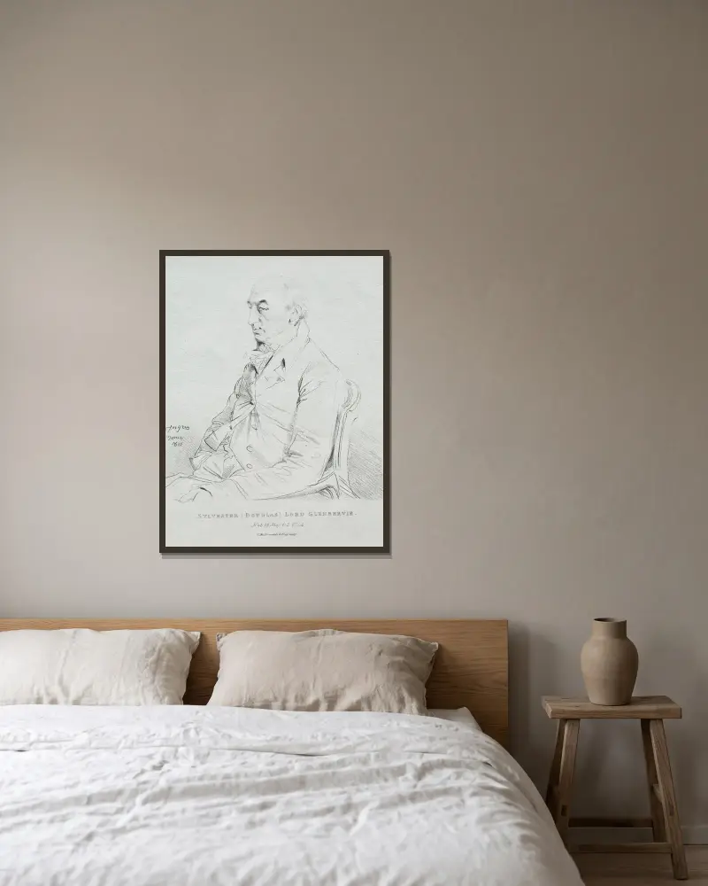 Sylvester Lord Glenbervie von Jean Auguste Dominique Ingres gerahmt an einer Wand