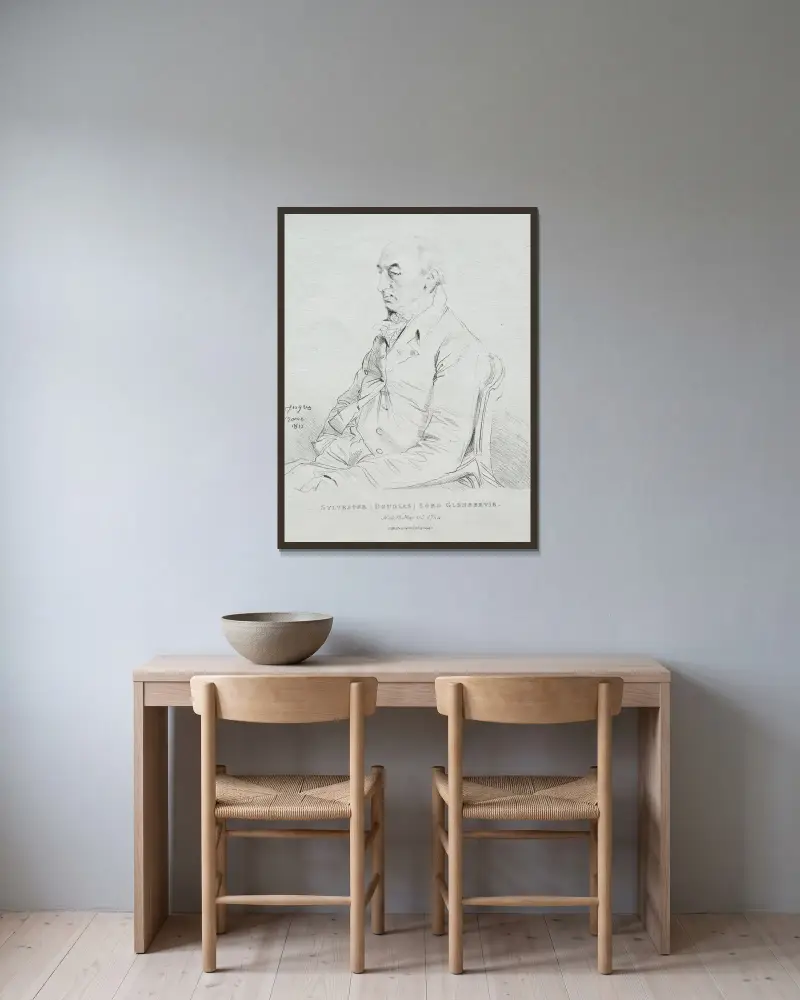 Sylvester Lord Glenbervie von Jean Auguste Dominique Ingres gerahmt an einer Wand