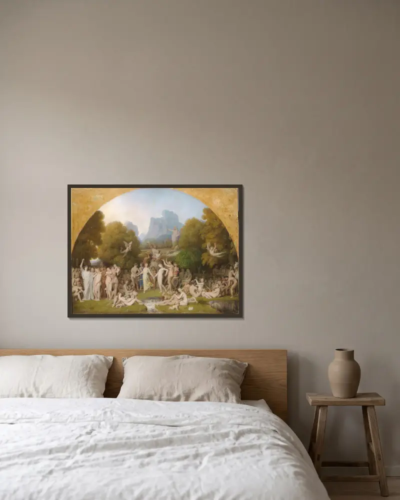 Das goldene Zeitalter von Jean Auguste Dominique Ingres gerahmt an einer Wand