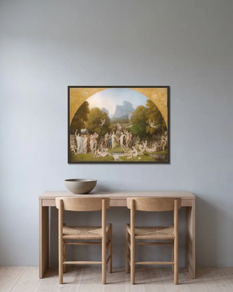 Das goldene Zeitalter von Jean Auguste Dominique Ingres gerahmt an einer Wand