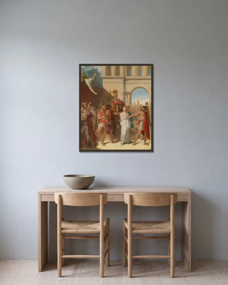 Sankt Symphorianus martyrium av Jean Auguste Dominique Ingres inramad på en vägg