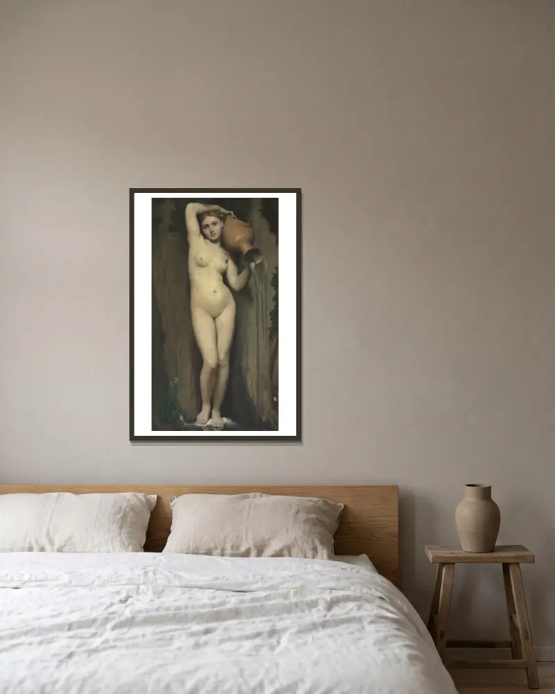 The Spring av Jean Auguste Dominique Ingres inramad på en vägg