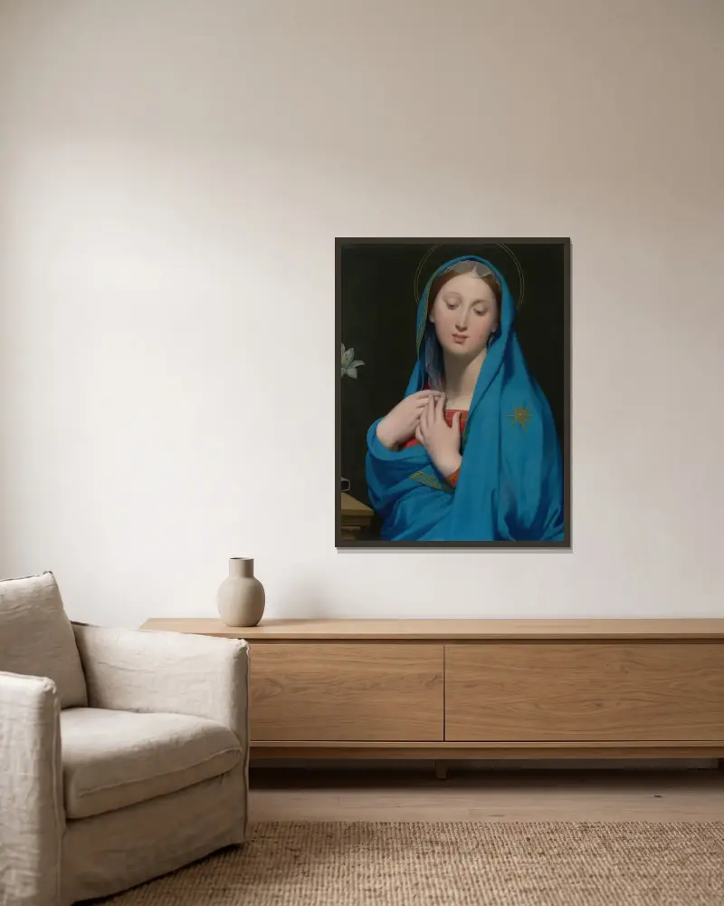 Jungfrun av adoptionen av Jean Auguste Dominique Ingres inramad på en vägg