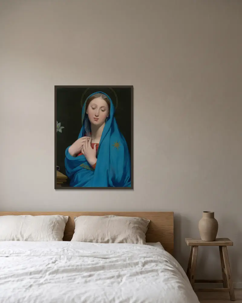 Jungfrun av adoptionen av Jean Auguste Dominique Ingres inramad på en vägg