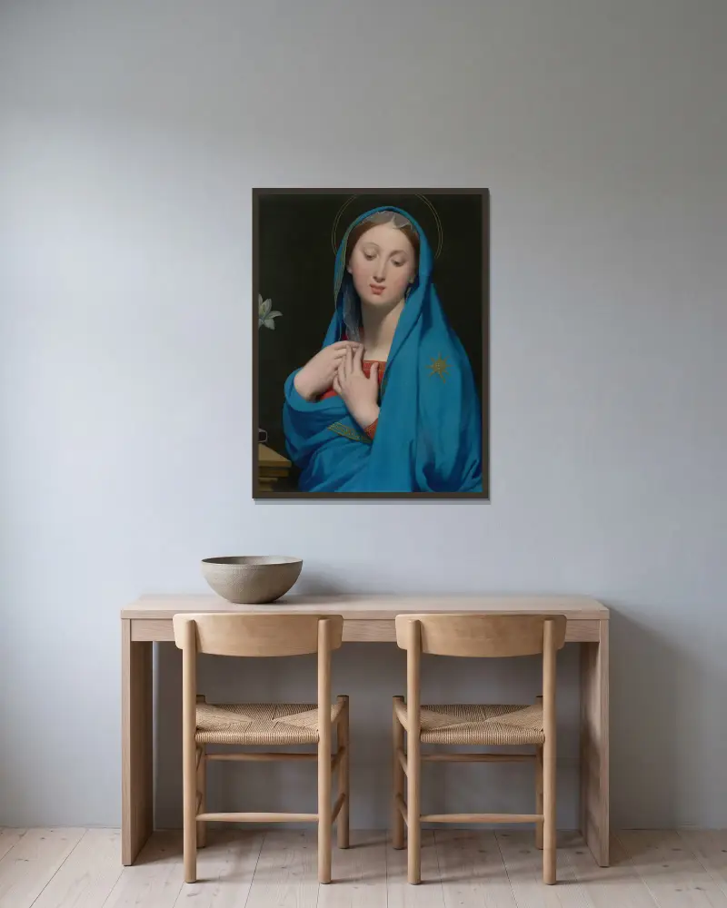 Jungfrun av adoptionen av Jean Auguste Dominique Ingres inramad på en vägg