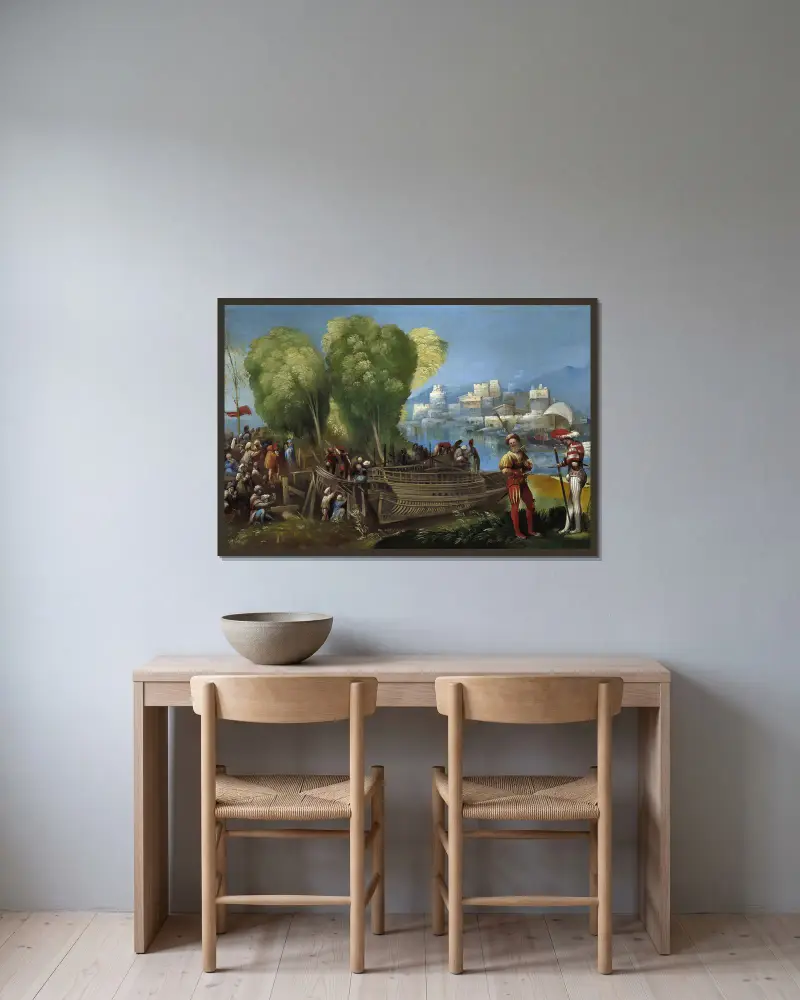 Aeneas a Achates na libyjském pobřeží, Dosso Dossi v rámu na stěně