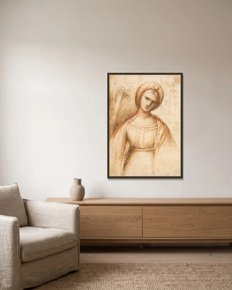 Dame in einer Landschaft von Dosso Dossi gerahmt an einer Wand