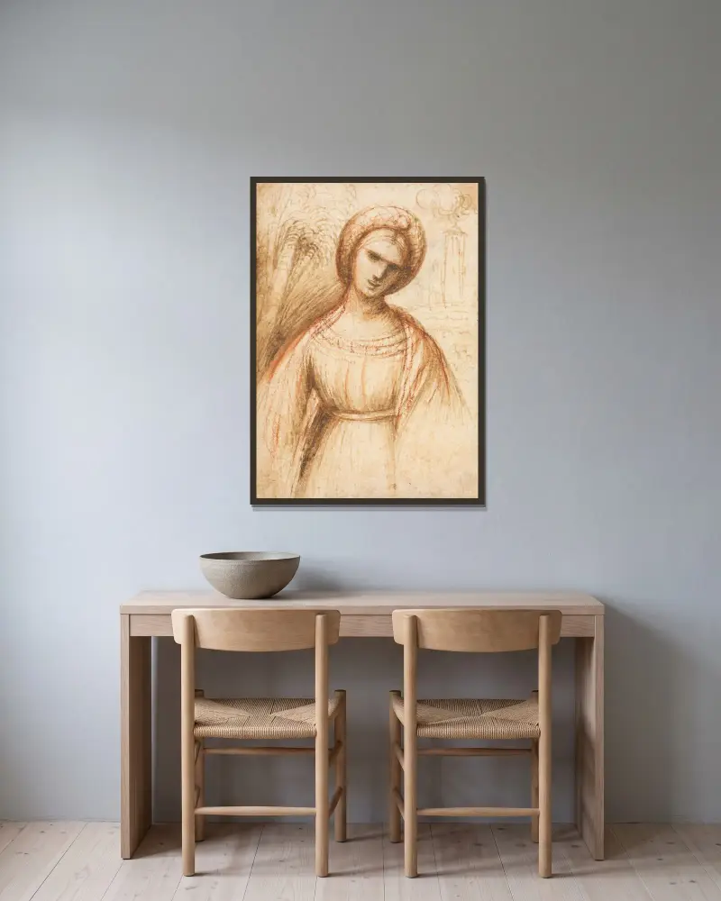 Dame in einer Landschaft von Dosso Dossi gerahmt an einer Wand