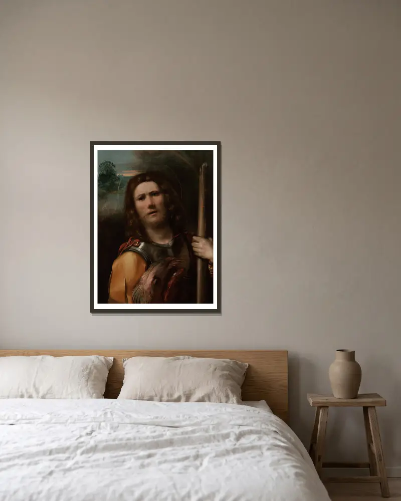Saint George av Dosso Dossi inramad på en vägg