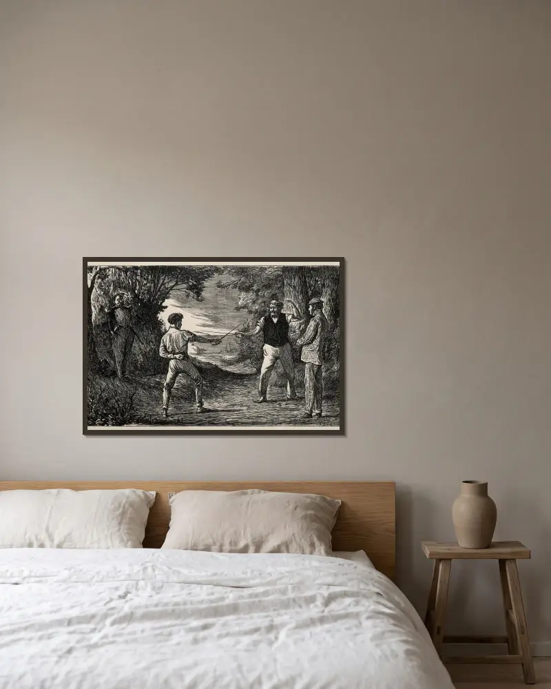 Naiwny chwiejący się, George Du Maurier w ramie na ścianie