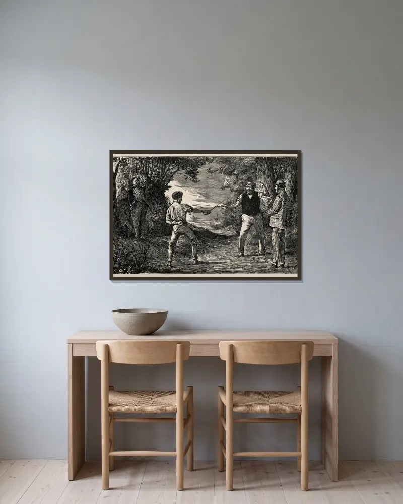 Naiwny chwiejący się, George Du Maurier w ramie na ścianie