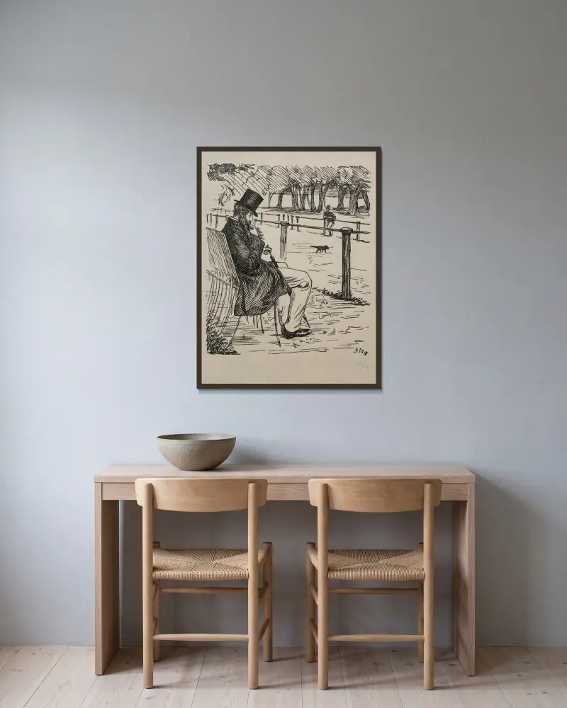 Den siste av baronerna av George Du Maurier inramad på en vägg
