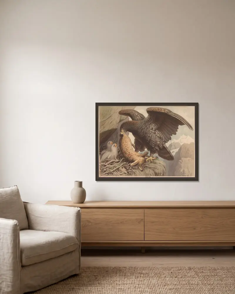 Golden eagle av F. E. Wachsmuth inramad på en vägg