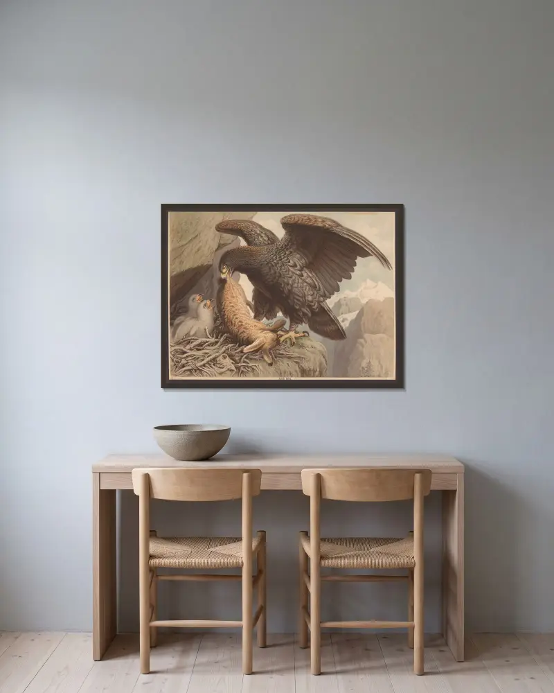 Golden eagle av F. E. Wachsmuth inramad på en vägg
